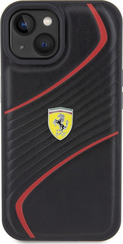 Kapak mbrojtës Ferrari FEHCP15SPTWK për iPhone 15 6.1", hardcase lëkurë, i zi