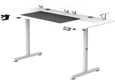 Tavolinë gaming Ultradesk Highlander XXL, me lartësi elektrike, 160cm, e bardhë