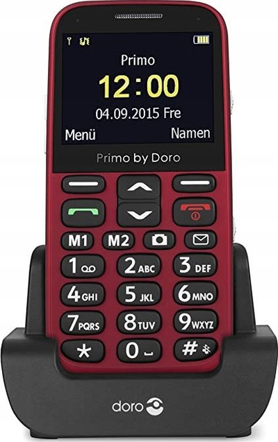 Telefoni Doro Primo 366, 2.3", me butona të mëdhenj, i kuq