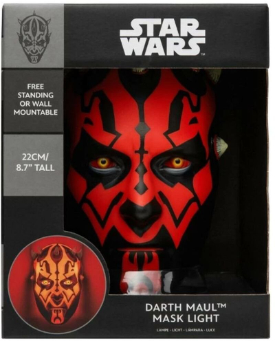Llambë tavoline Paladone Star Wars Darth Maul Mask, 22cm, USB, e kuqe e zezë