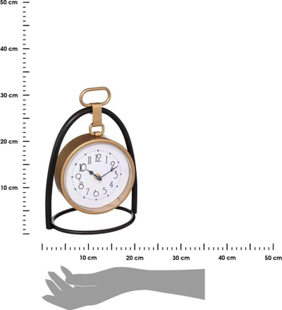 Orë tavoline Atmosphera Silent Classic Clock, mekanizëm i qetë, në qëndrim të artë, e zezë