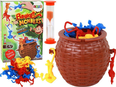 Loja e shkathtësisë Leantoys Falling Monkeys, për në shpi me familje, me sahat rëre