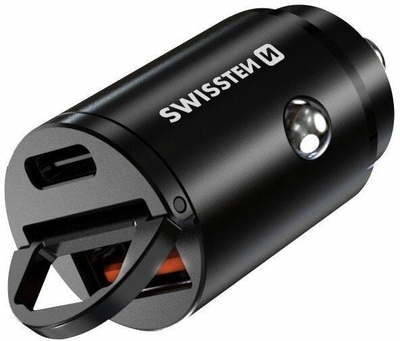 Полнач за автомобил Swissten, 2 порти USB C USB A, црн