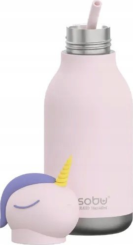 Шише за вода Asobu Unicorn Bestie, челик инокс, 475ml, многуобојно