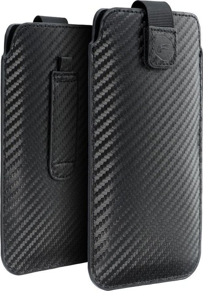 Këllëf telefoni Fontastic Pocket Carbon Size 03, universal, me rrip brezi, i zi