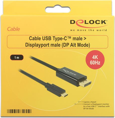 Kabllo Delock USB C në DisplayPort, 1 m, e zezë