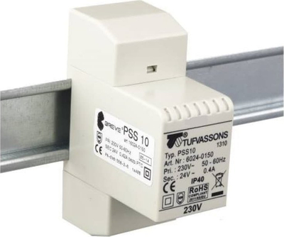 Transformator njëfazor modular Breve PSS 10, 10VA, 230V në 24V, i bardhë