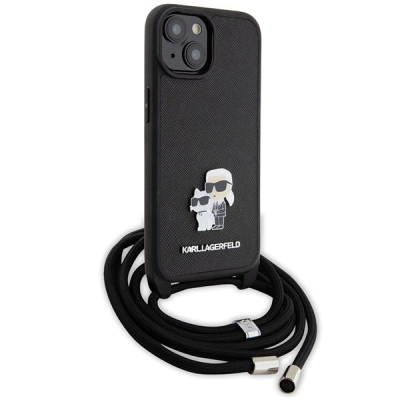 Mbulesë telefoni Karl Lagerfeld KLHCP15SSAKCPSK, iPhone 15 6.1", hardcase crossbody, e zezë