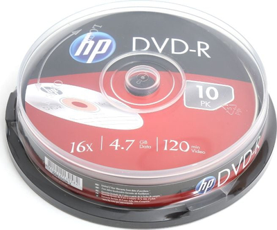 Дискови DVD-R HP 4.7GB, 16x, сет 10 парчиња