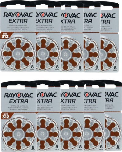 Bateri për aparate dëgjimi Rayovac Extra 312, 80 copë, 1.4V