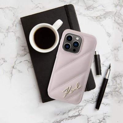 Futrollë telefoni Karl Lagerfeld KLHCP16SPQDSMGP, iPhone 16 6.1", Quilted Signature, rozë