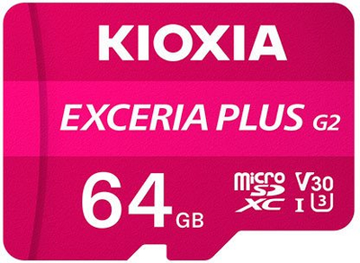 Kartë memorie Kioxia Exceria Plus G2, 64GB, microSDXC U3 UHS I, rozë