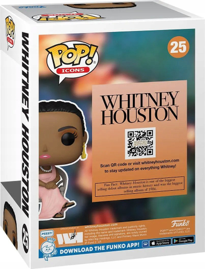 Figurinë koleksionuese Funko POP Icons Whitney Houston Debut Album, vinyl, shumëngjyrëshe