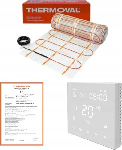 Set ngrohje nën dysheme Thermoval WT 2010 AL 1.0 m² + TVT 45, tapet ngrohës me alumin, termostat Wi‑Fi, i bardhë