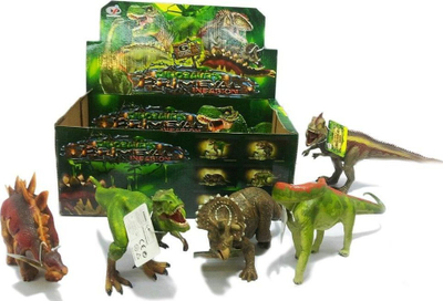 Lodra figurina dinosarë plastikë MIX, set me 6 copë, 21–30 cm, shumëngjyrëshe
