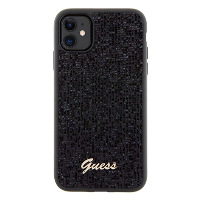 Mbrojtëse telefoni Guess Disco Metal Script, për iPhone 11 XR, TPU, e zezë