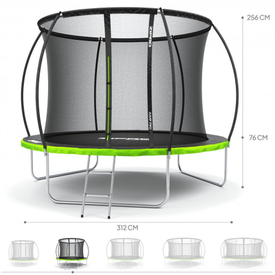 Trampolinë me rrjetë Zipro Jump Pro Premium 10FT, 312cm, e zezë/gjelbër