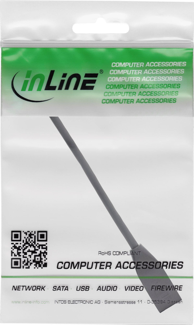 Adapter rrjeti InLine RJ45, Cat.6A S/FTP, prizë dhe folje RJ45, 0.2m, i zi