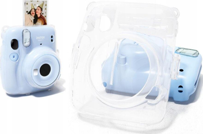 Këllëf për aparat fotografik Fujifilm Instax Mini 11, plastik i fortë me xhep për foto, transparent