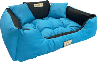 Shtrat për qen KingDog AIO Europe, 145 x 115 cm, i papërshkueshëm nga uji, blu me të zezë