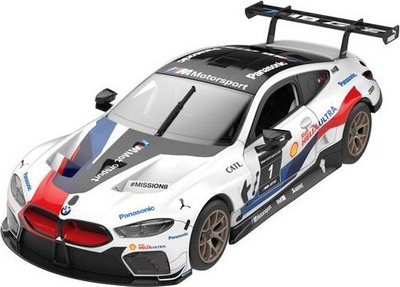 Makina me telekomandë Rastar BMW M8 GTE, set për ndërtim 1/18, 74 copa, e bardhë