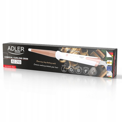 Сет конусни четки за коса Adler AD 2119, керамички, контрола на температура, црна боја