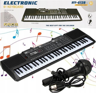 Tastierë elektronike MEGA CREATIVE HY-6128, 61 taste, me mikrofon, e zezë
