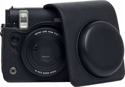 Çantë mbrojtëse LoveInstant për Fujifilm Instax Mini 99, imitim lëkure, me rrip, e zezë
