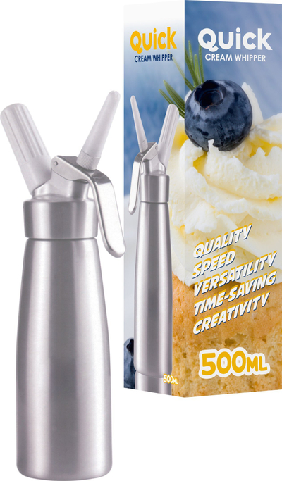 Set sifonë për ajkë të rrahur, 2 copë, 500 ml, 3 gryka