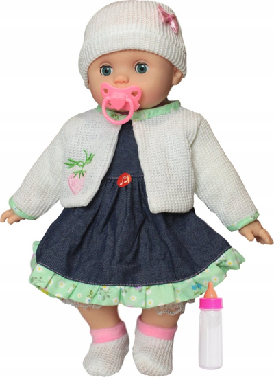 Kukull bebe Adar 516724, 40cm, me zë polonisht, rozë gri
