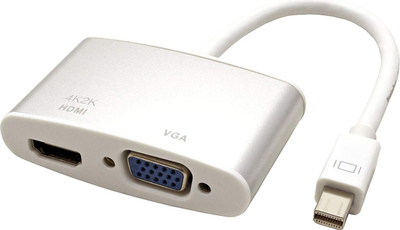 Kabllo adaptor Roline 12.03.3161, Mini DisplayPort në HDMI VGA, 0.1m, ngjyrë argjendi
