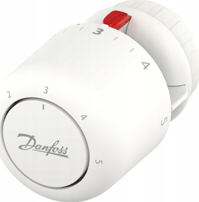 Kokë termostatike Danfoss Aero RA Click 015G4596, sensor me gaz i integruar, kufizim nga 16°C, e bardhë