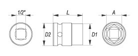 Çelës tubolar goditës YATO YT-1013, 23mm, kapje 1/2", i zi