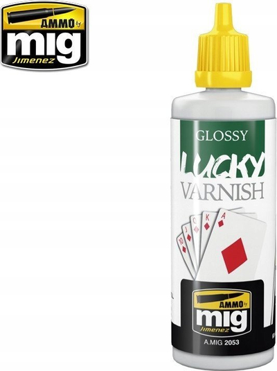 Llak gloss për makete Ammo by Mig 2053, Lucky Varnish, 60ml, transparent