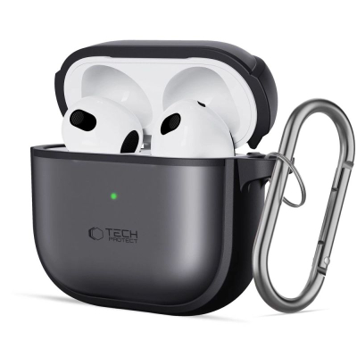 Këllëf Tech-Protect Magmat për Apple AirPods 4, TPU dhe polikarbonat, me karabinë, i zi mat