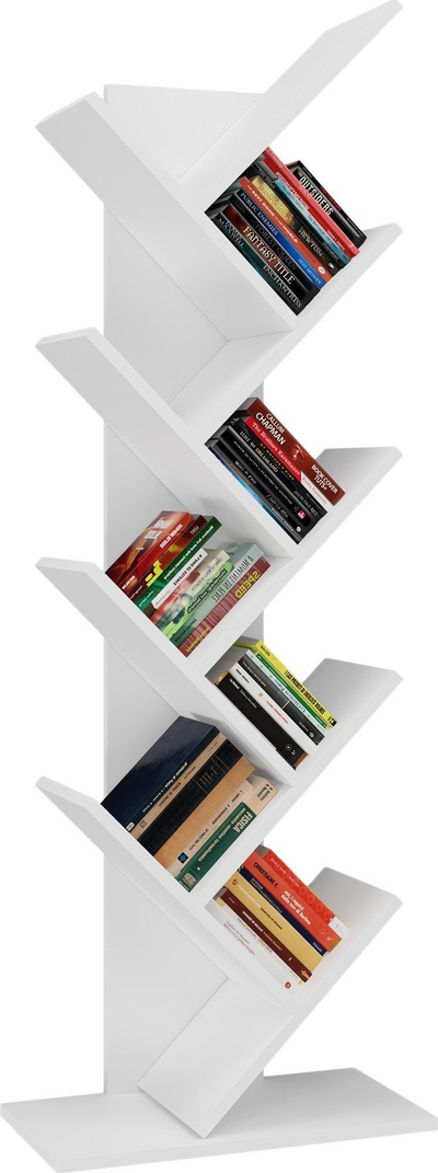 Raft librash në këmbë Topeshop Standing Bookshelf Shelves Funny, 9 rafte, 50x25x140 cm, i bardhë