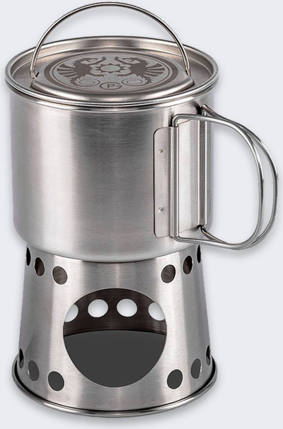 Set kampingu Petromax Stove Cup, 750ml, sobë e integruar, inox