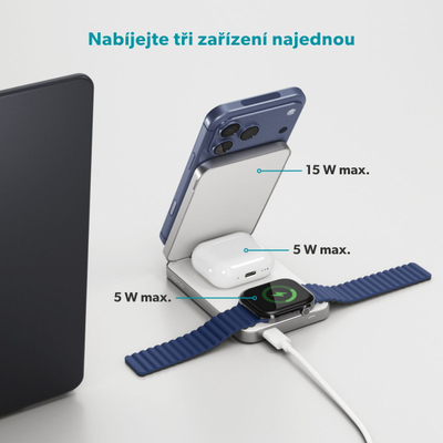 Power bank dhe bazë karikimi wireless Epico UltraBase 4in1 EF50, 8000mAh, USB C 20W, gri