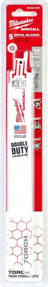 Tehe sharre reciproke Milwaukee The Torch, 9", bi-metal, 14 TPI, set me 5 copë, ngjyrë e bardhë