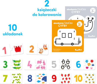 Set edukativ CzuCzu Academy Numbers, puzzle dhe ngjyrosje, mosha 3+