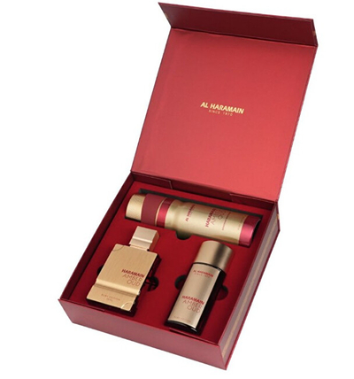 Set Al Haramain Amber Oud Ruby Edition, EDP, 75 ml + EDP, 30 ml + deodorant sprej, 200 ml