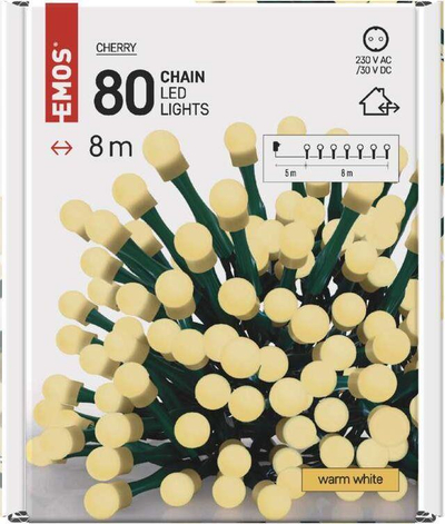 Drita festive Emos, 80 LED të bardha, 8 m