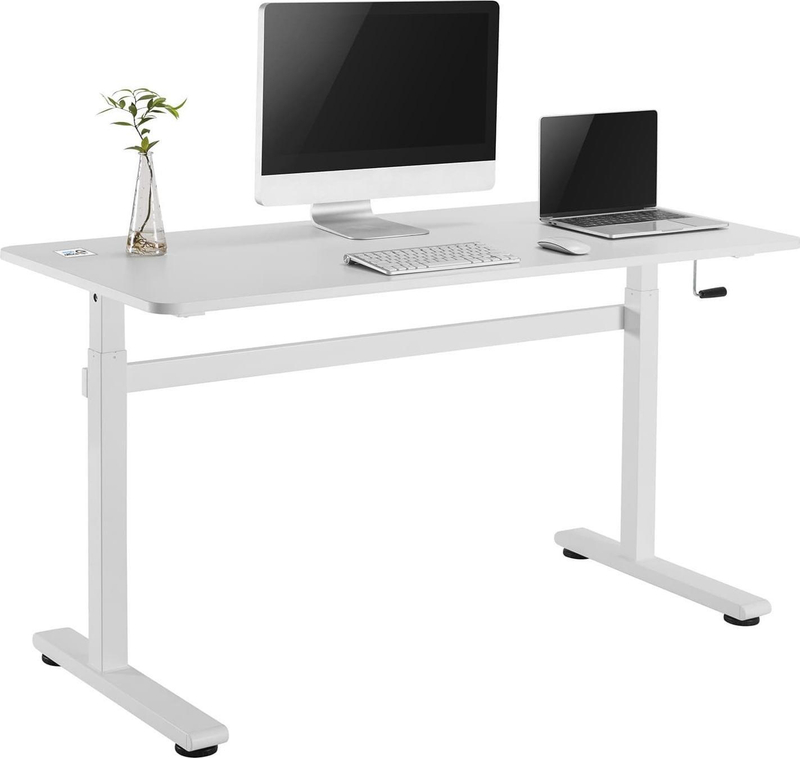 Tavolinë pune Ergo Office ER-401 W, 140 x 60 cm, lartësi e rregullueshme, e bardhë