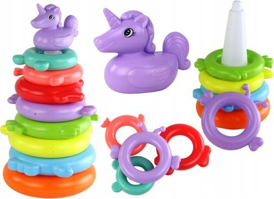 Lodër piramidë Leantoys Unicorn, 8 unaza, shumëngjyrëshe