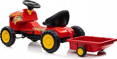 Traktor me pedale Lean Toys G206, me rimorkio, mban deri 30 kg, i kuq