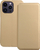 Kapak libri Tok Dual Pocket për iPhone 14 Pro Max, me xhepa për karta, mbyllje me magnet, ngjyrë gold