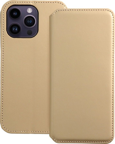 Kapak libri Tok Dual Pocket për iPhone 14 Pro Max, me xhepa për karta, mbyllje me magnet, ngjyrë gold