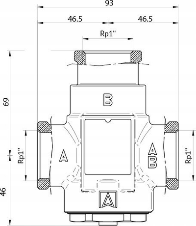 Valvul termostatike Afriso ATV 336, DN25 1\", 60°C, prej bronxi