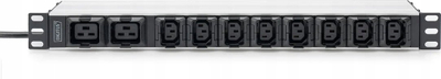 Shirit rryme rack Digitus 1U, 10 dalje C13 C19, 16A, gri