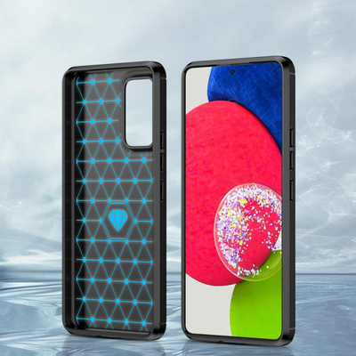 Mbulesë telefoni Hurtel Carbon Case për Samsung Galaxy A53 5G, nga TPU i butë, ngjyrë e zezë
